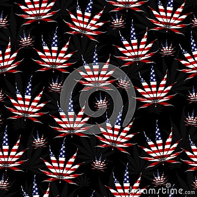 Marijuana in the USA Leaf Pattern Repeat Background Stock Photo