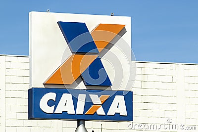 Building and logo of bank branch of Caixa Economica Federal ( CEF ) Editorial Stock Photo