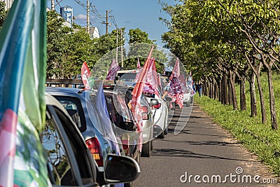 The ex-president Luiz Inacio Lula da Silva voters organize a motorcade Editorial Stock Photo