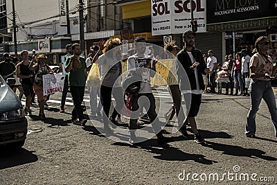 ndigenous peoples and members of social movements staged an act against PL 490, the Marco Temporal law Editorial Stock Photo