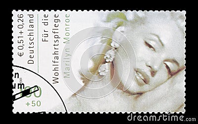 Marilyn Monroe on postage stamp Editorial Stock Photo