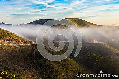 Marin Headland in fog Stock Photo