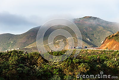 Marin Headland in fog Stock Photo