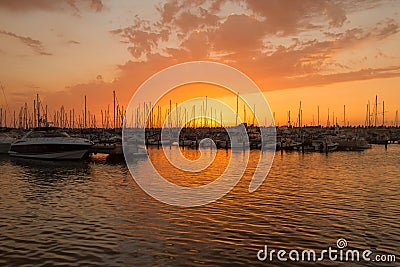 The Marina Ashkelon on sunset, Israel Stock Photo