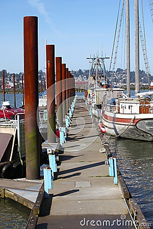 Marina in Astoria Oregon. Stock Photo