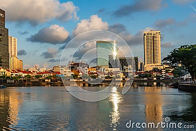 Marina Bay and Gardens at night Editorial Stock Photo