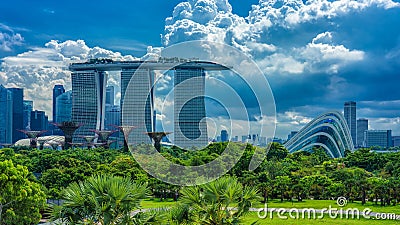 Marina Bay Sands and Gardens By The Bay Editorial Stock Photo