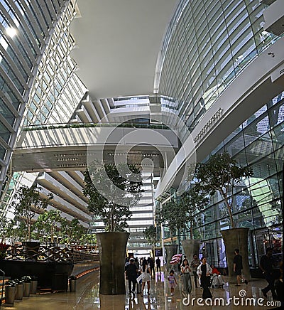 Marina Bay Sands Hotel Interior Vertical Panorama, Singapore Editorial Stock Photo