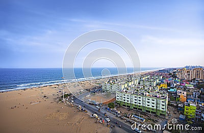 Marina Beach chennai city tamil nadu india bay of bengal chennai tourism east coast road Stock Photo
