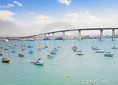 Marina and Coronado Bridge, San Diego Stock Photo