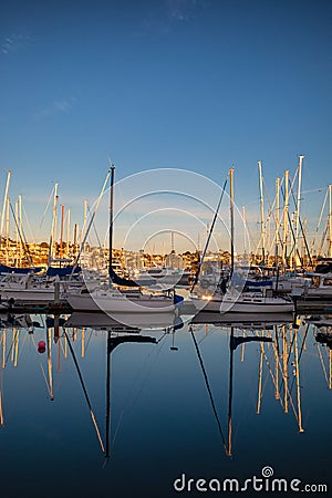 Marina Dock at Sunrise in San Diego California Stock Photo