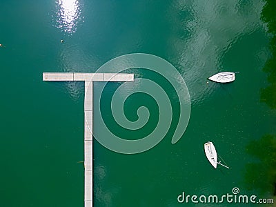 Marina Majesty: Aerial Top-Down of Docked Sailboats Stock Photo