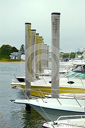 Marina Pier Posts Stock Photo