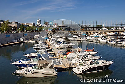 Marina of the Port of Montreal on the St. Lawrence River Editorial Stock Photo