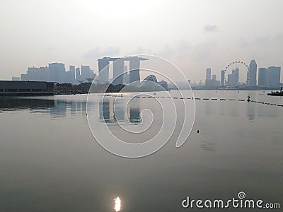 View of Marina Bay from the Barrage Stock Photo