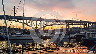 Marina at sunset Editorial Stock Photo