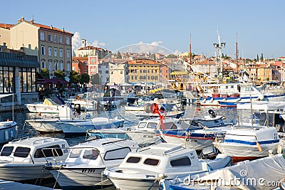 Marina in the sunset, Rovinj, Croatia Editorial Stock Photo