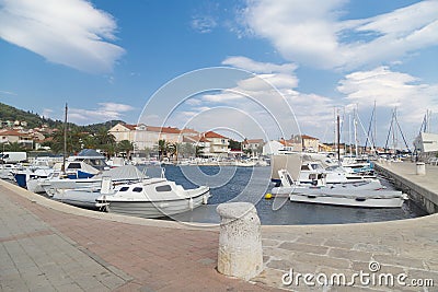 Marina in a town Preko, Ugljan Island, Croatia Stock Photo