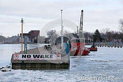 Marina Tugboat Moored in No Wake Zone Editorial Stock Photo