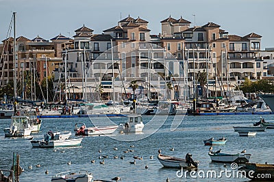 Marina view in Punta del Moral, Spain. Stock Photo