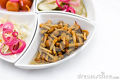 Marinaded honey agarics Stock Photo