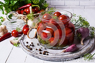 Marinated cherry tomatoes Stock Photo