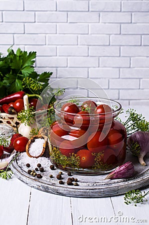 Marinated cherry tomatoes Stock Photo