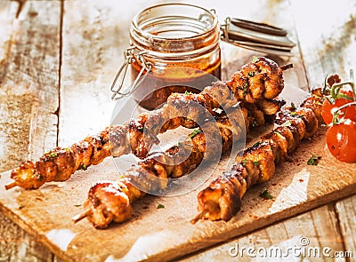 Marinated hot spicy kebabs Stock Photo