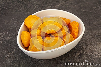 Marinated yellow patisson in the bowl Stock Photo