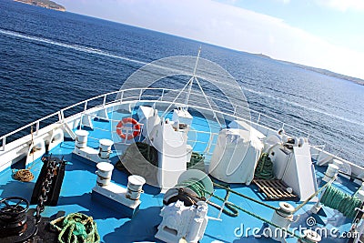 Marine accessories on the deck of a ferry Stock Photo