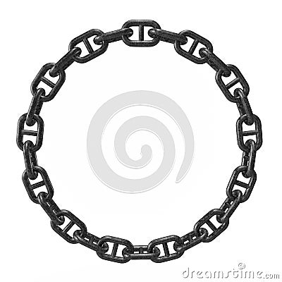 Marine anchor chain round frame 3d rendering Stock Photo