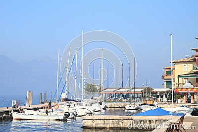 Marine with boats on the lake Lago di Garda Editorial Stock Photo