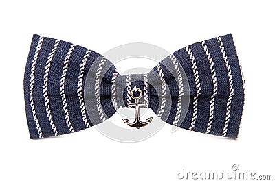 Marine Bow tie isolated on white background. Accessory sea anchor Stock Photo