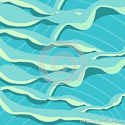 Marine color. Waves in the storm. Vector Illustration