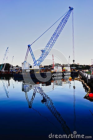 Marine Construction Crane, Sydney Harbour, Australia Editorial Stock Photo