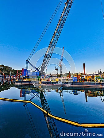 Marine Construction Crane, Sydney Harbour, Australia Editorial Stock Photo