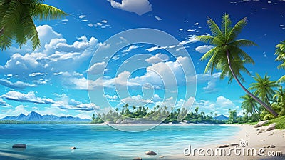 marine coral island atoll Cartoon Illustration