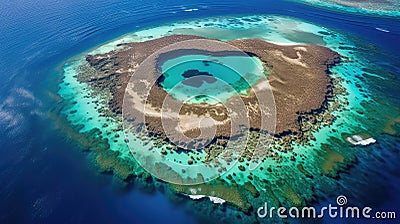 marine coral island atoll Cartoon Illustration