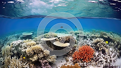 marine coral reef bleaching Cartoon Illustration