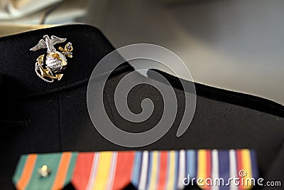 Marine dress blue uniform Stock Photo