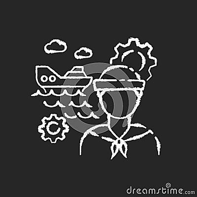 Marine engineer chalk white icon on black background Vector Illustration
