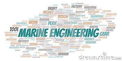 Marine Engineering typography word cloud create with the text only Stock Photo