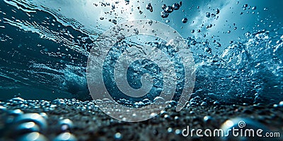 Marine environment with cerulean depths, undulating currents and Stock Photo