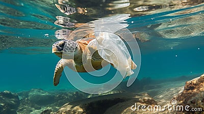 Marine environment plastic pollution harming wildlife Stock Photo