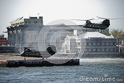 Marine helicopters landing Stock Photo