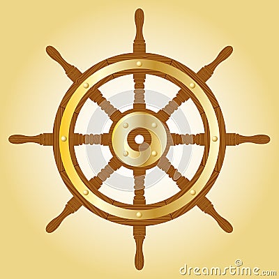Marine helm. Steering wheel. Vector Illustration