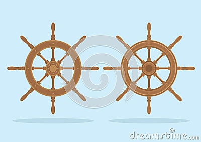 Marine helm, Two styles of steering wheel Vector Illustration