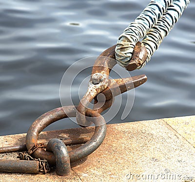 Marine hook on the dock Stock Photo