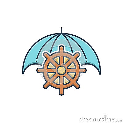 Color illustration icon for Marine insurance, cargo and marin Cartoon Illustration