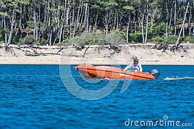 Marine lake from Port d`Albret to Vieux-Boucau-les-Bains Editorial Stock Photo